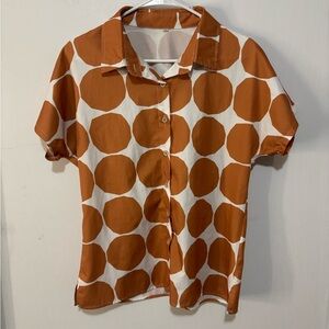 Stylish Orange Polka Dot Button-Down Shirt